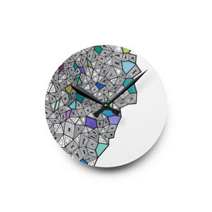 Artist Original Print featuring 24-204 Series Abstract Geometric Pattern on Round Wall Clock