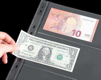 3 Pocket Currency Sleeves for Coin Album Unplasticized Banknote Pages in lots of 4, 8, 12, or 16 Sheets 3 Ring Binder - Archival Quality