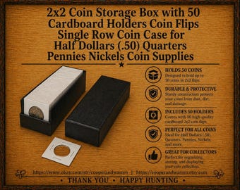 2x2 Coin Storage Box with 50 Cardboard Holders – Collector Set