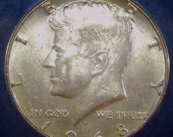 1968 D Kennedy Half Dollar AU55 Silver Coin About Uncirculated 40 Percent Silver US Coin Collectible Half Dollar CW3064