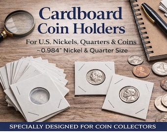 Cardboard Coin Holders 2x2 Flips 20, 40, 60, or 80 Pack Nickel or Quarter Coin Storage Supplies Coin Collecting Holders size  ~.984 inches