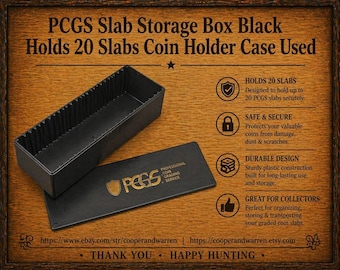 PCGS Slab Storage Box Black Holds 20 Graded Coin Slabs Used Coin Holder Case Coin Collecting Storage Organizer