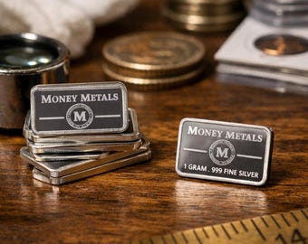 1 Gram Silver Bar .999 Fine Silver Bullion Money Metals Mint Mini Silver Bar Collectible Silver Investment Bullion Coin Collector