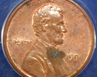 1991 Lincoln Memorial Cent AU55 Dramatic Filled Die Error Penny Rare Mint Error Coin Collectible US Small Cent CW3061
