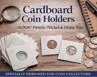 Cardboard Coin Holders 2x2 Flips Penny, Nickel, or Dime Coin Storage, Lots of 20, 40, 60, or 80  Coin Collecting Supplies