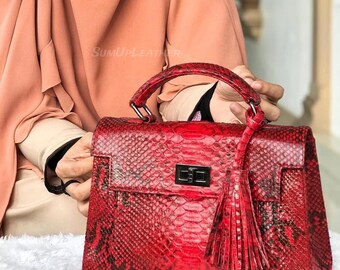 Bolsos de pitón hechos a mano / Hechos con piel de serpiente auténtica / Bolso de mujer
