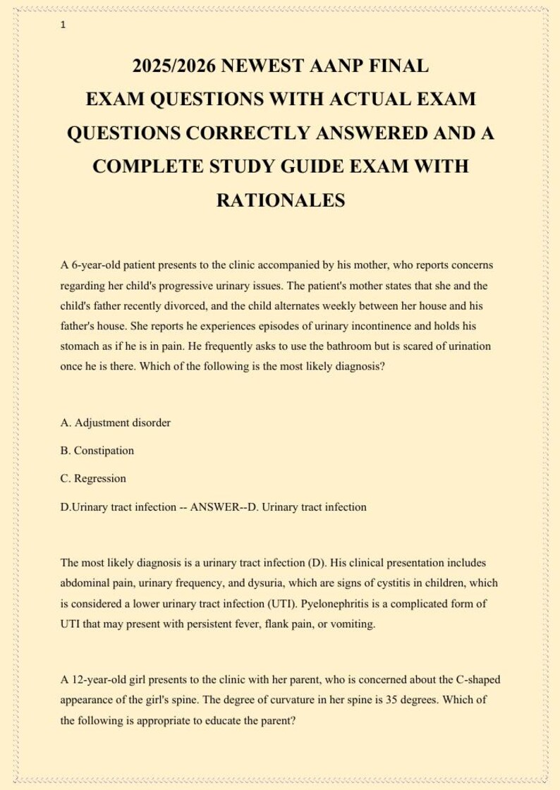 AANP FINAL EXAM Questions With Actual Answers With Rationales - Etsy
