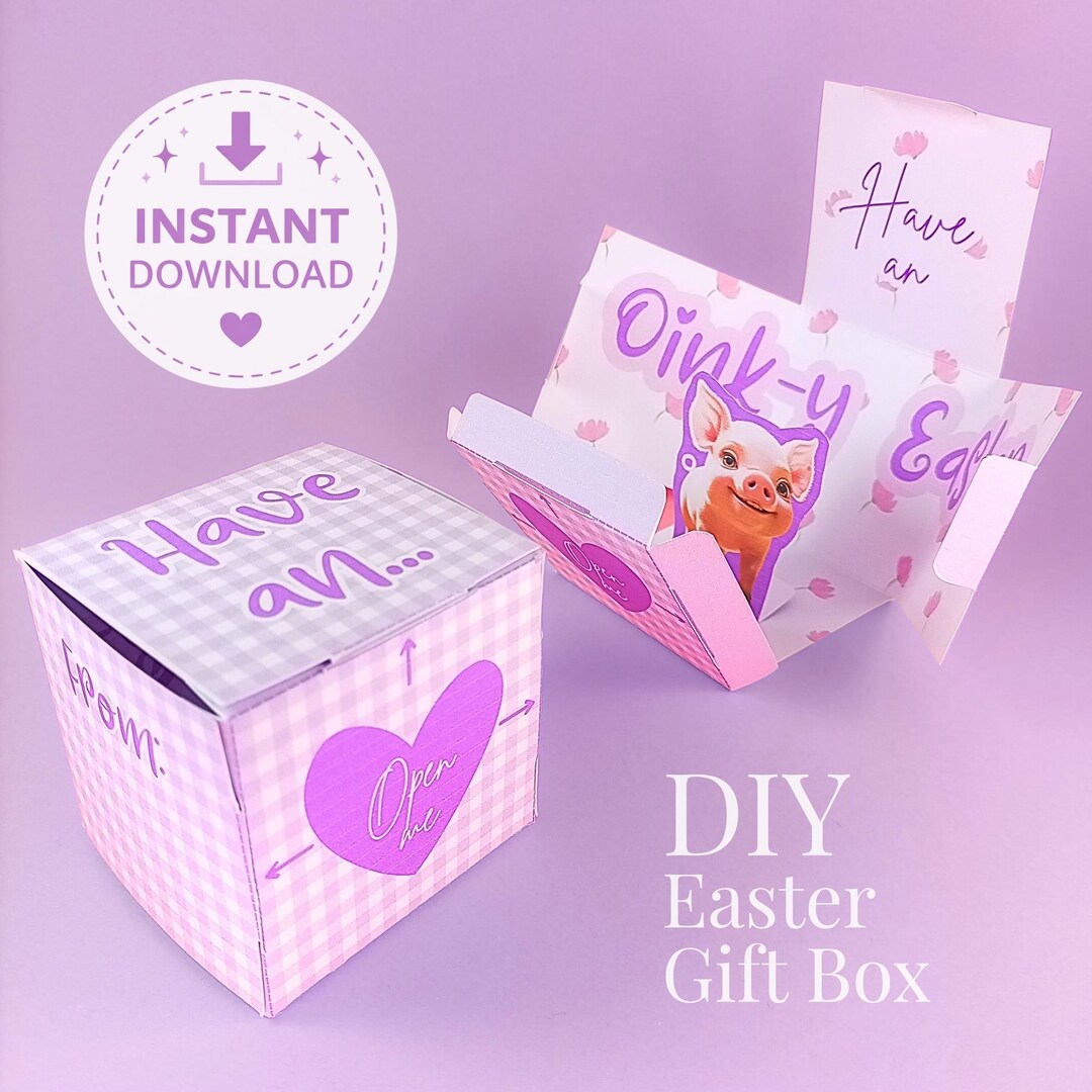 Printable Easter Pig Pop up Surprise Box, DIY Gift Template (instant ...