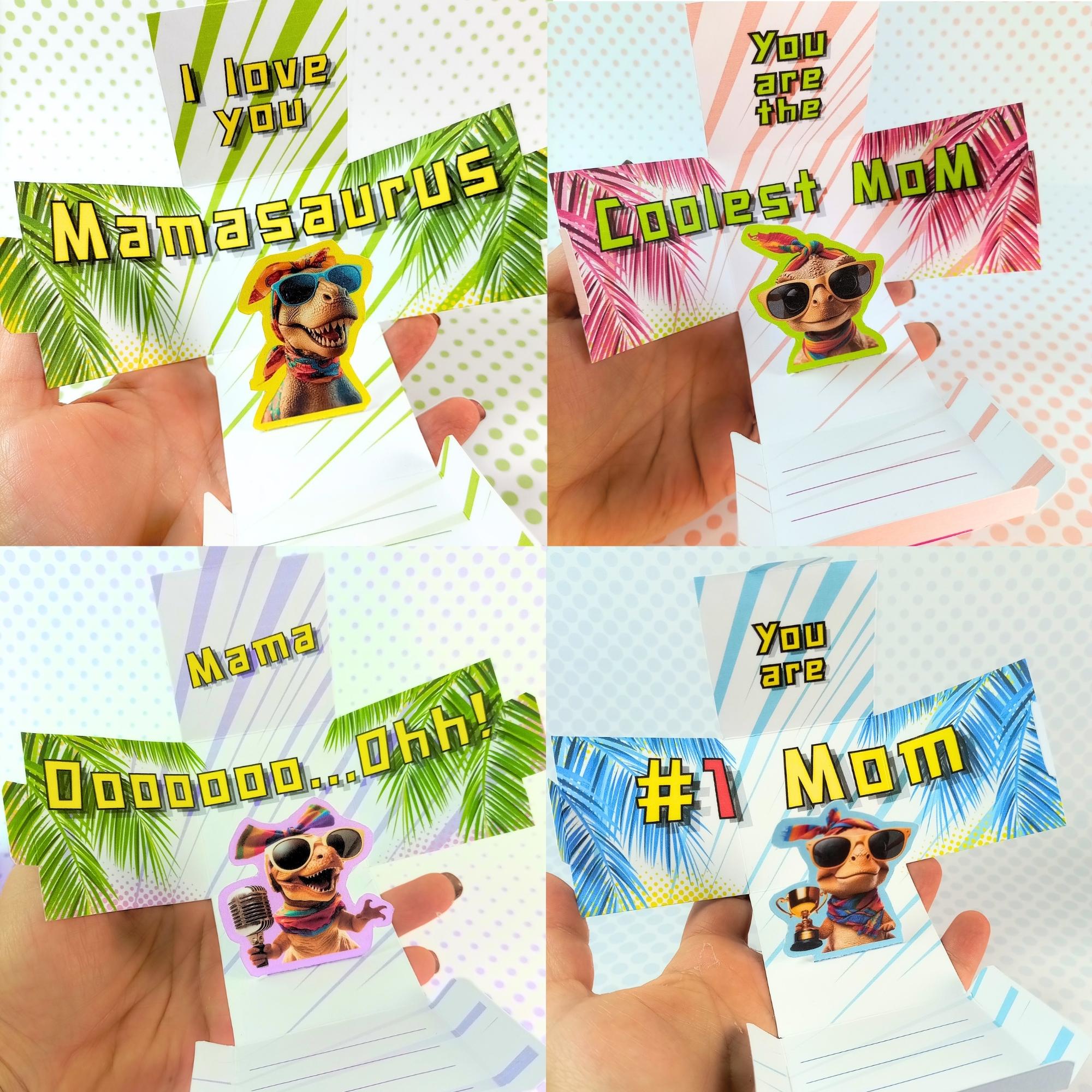 Dinosaur Moms Pop up Box Cards Set, Dino Funny Mother's Day Gift ...