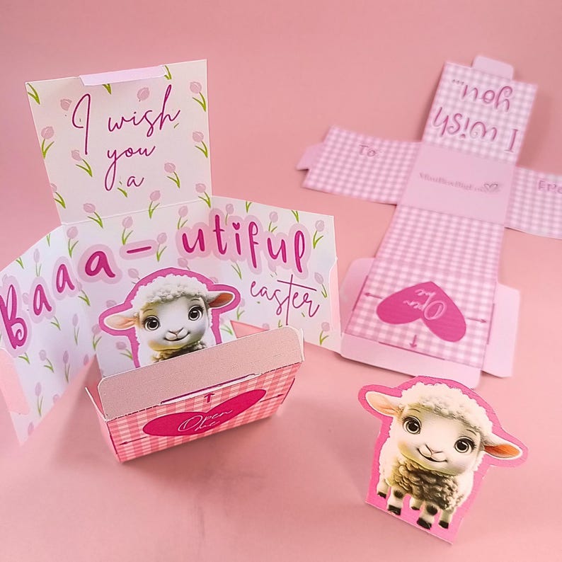 Printable Easter Lamb Pop up Surprise Card, DIY Gift Box Template (PDF ...