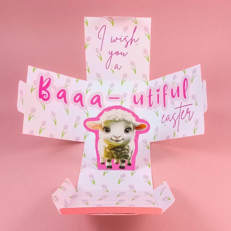 Printable Easter Lamb Pop up Surprise Card, DIY Gift Box Template (PDF ...