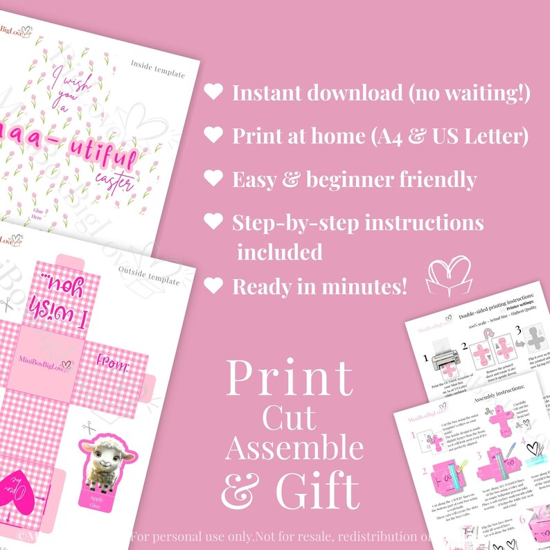 Printable Easter Lamb Pop up Surprise Card, DIY Gift Box Template (PDF ...