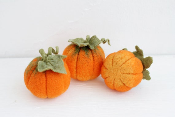 Set Of Three Miniature Pumpkins Halloween Thanksgiving Home Etsy