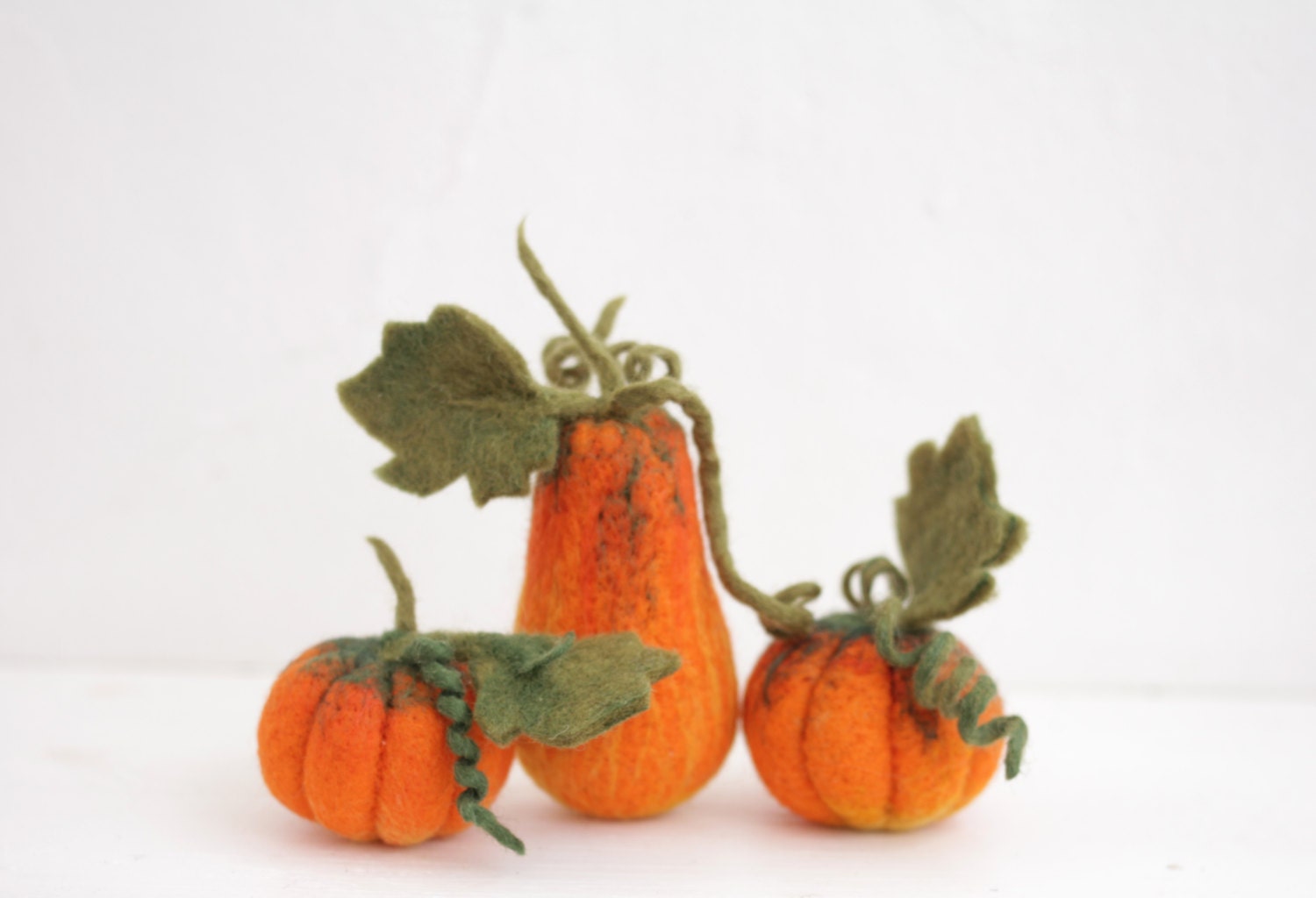 Set of Three needle felted pumpkins Halloween Thanksgiving Etsy