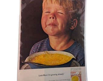 1965 Lipton Magazine Ad - "Look Mom! I'm Growing Already!"