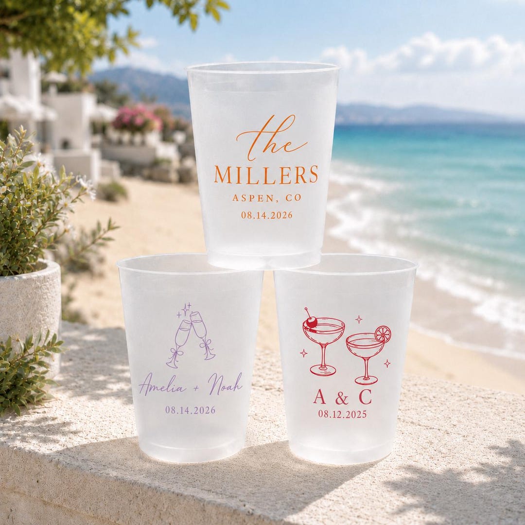 Personalized Frosted Cups With Text, Custom Acrylic Drink Cups, Wedding ...