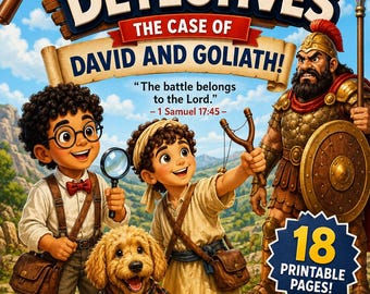 Pakiet aktywności biblijnych „Dawid i Goliat” | Materiały do druku STEM dla dzieci w wieku 6-9 lat (do pobrania w wersji cyfrowej)
