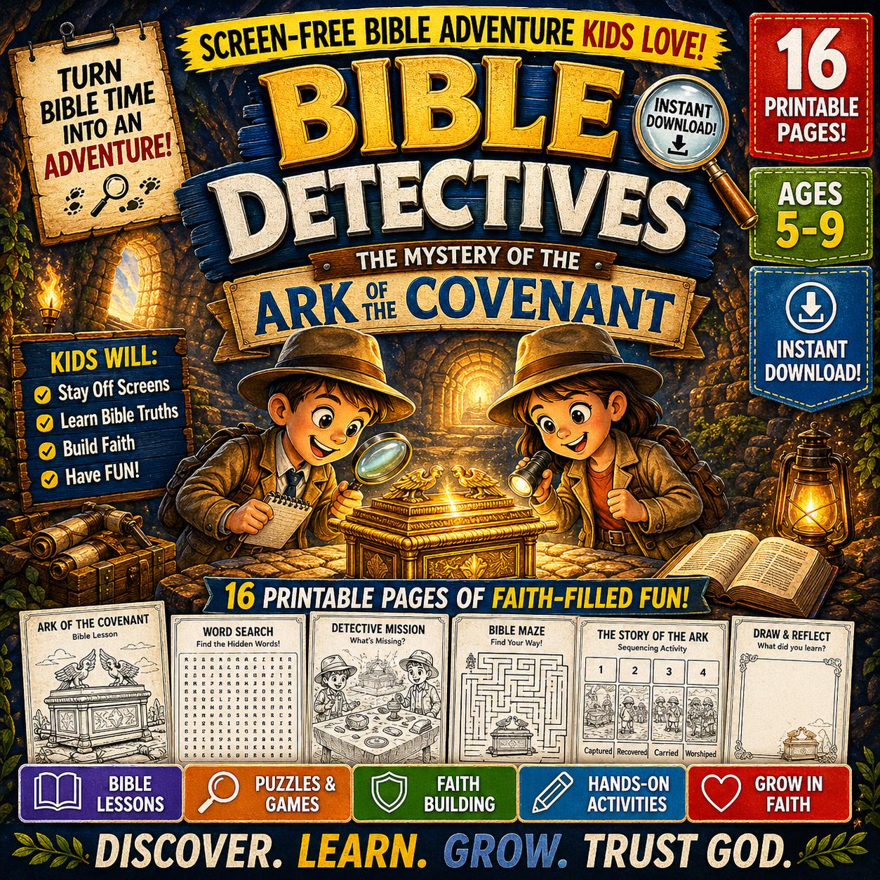 Bible Detective Activity Pack | Ark of the Covenant Study (ages 6-9