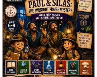 Libro de actividades de detectives bíblicos de Pablo y Silas / PDF cristiano imprimible (para edades de 6 a 9 años)