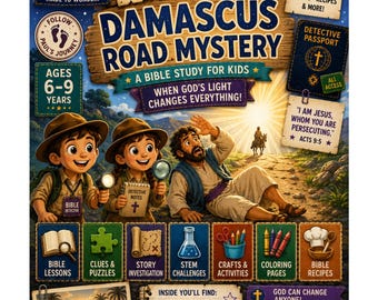 Estudio bíblico sobre el camino a Damasco para niños / Página para colorear de Hechos 9 (Descarga en PDF)