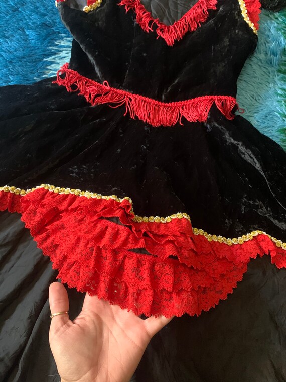 Vintage 1950’s Flamenca Salsa Silk Velvet Dancer … - image 7