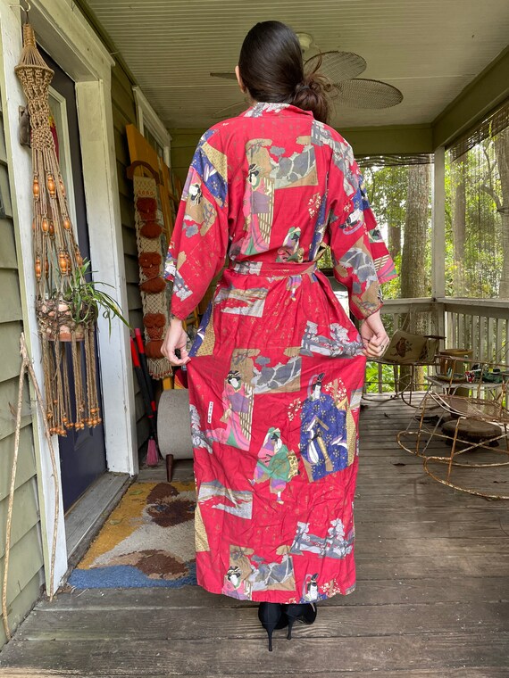 Vintage 1950’s Mid Century Cotton Samurai Kimono … - image 5