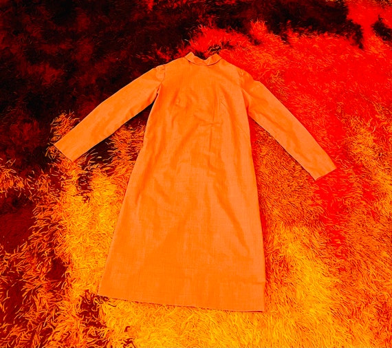 Vintage 1960’s Mod Orange Space Age Shift Folded … - image 7