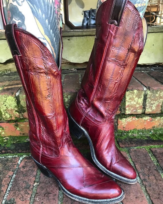 black eel skin cowboy boots