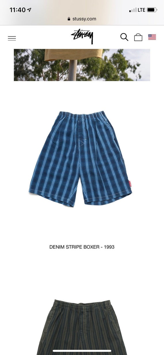 Rare Grail 1993 Stüssy Stussy USA Denim Stripe Bo… - image 5