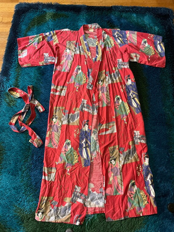 Vintage 1950’s Mid Century Cotton Samurai Kimono … - image 6