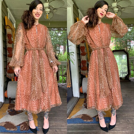 Stunning Rare Vintage Designer Silk Chiffon Leopar