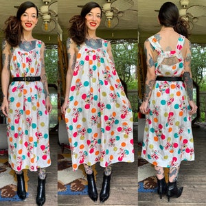 Vintage Rare 1970’s Op Art Psychedelic Polka Dot Mary McFadden Dress size Medium Large