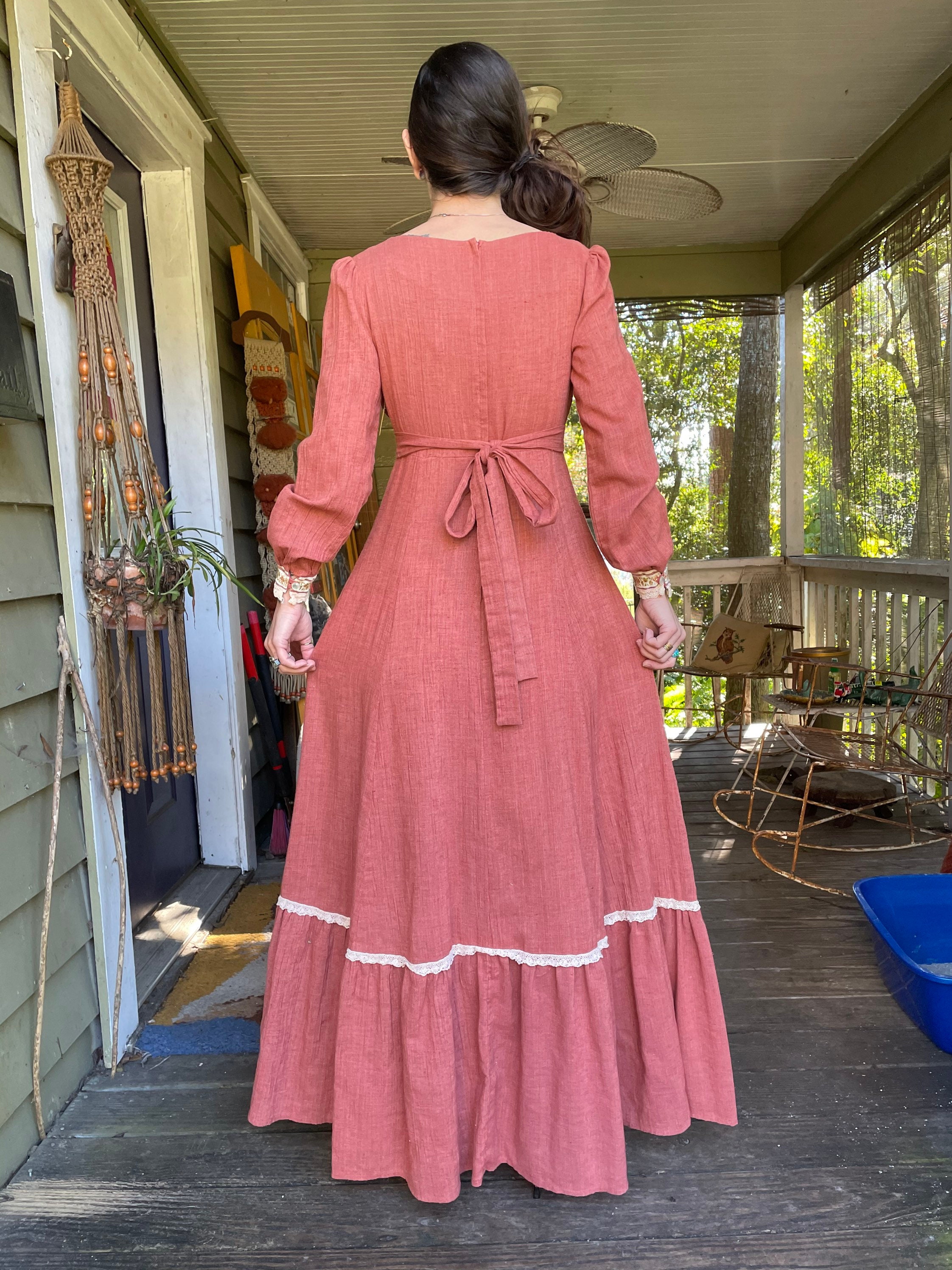 Vintage 1970s FRITZI of California Terra Cotta Prairie Dress | Etsy