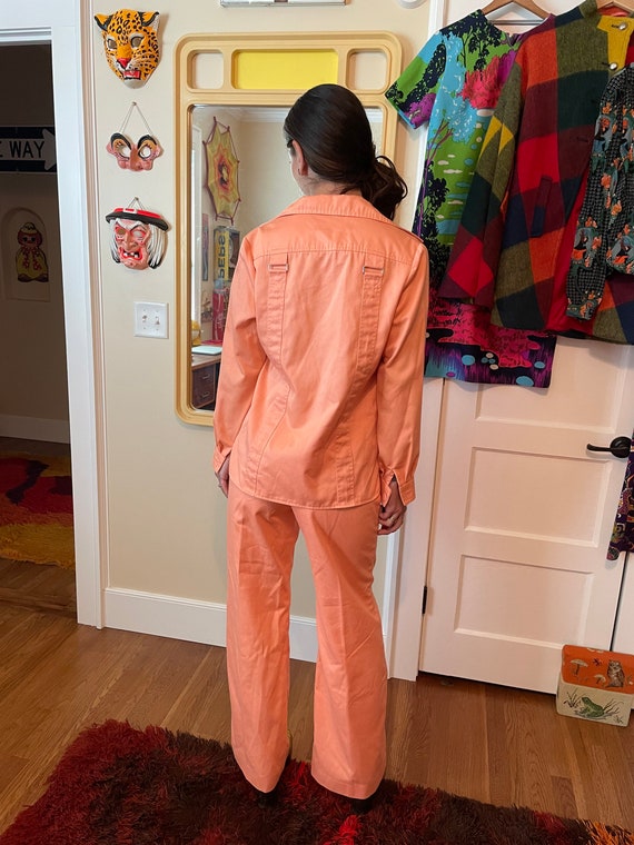 Unreal Vintage 1970’s Peach Orange Pant Suit Set The … Gem