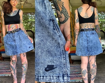 Vintage Rare Nike Andre Agassi Challenge Court Acid Wash Denim Skirt size M L 28 waist