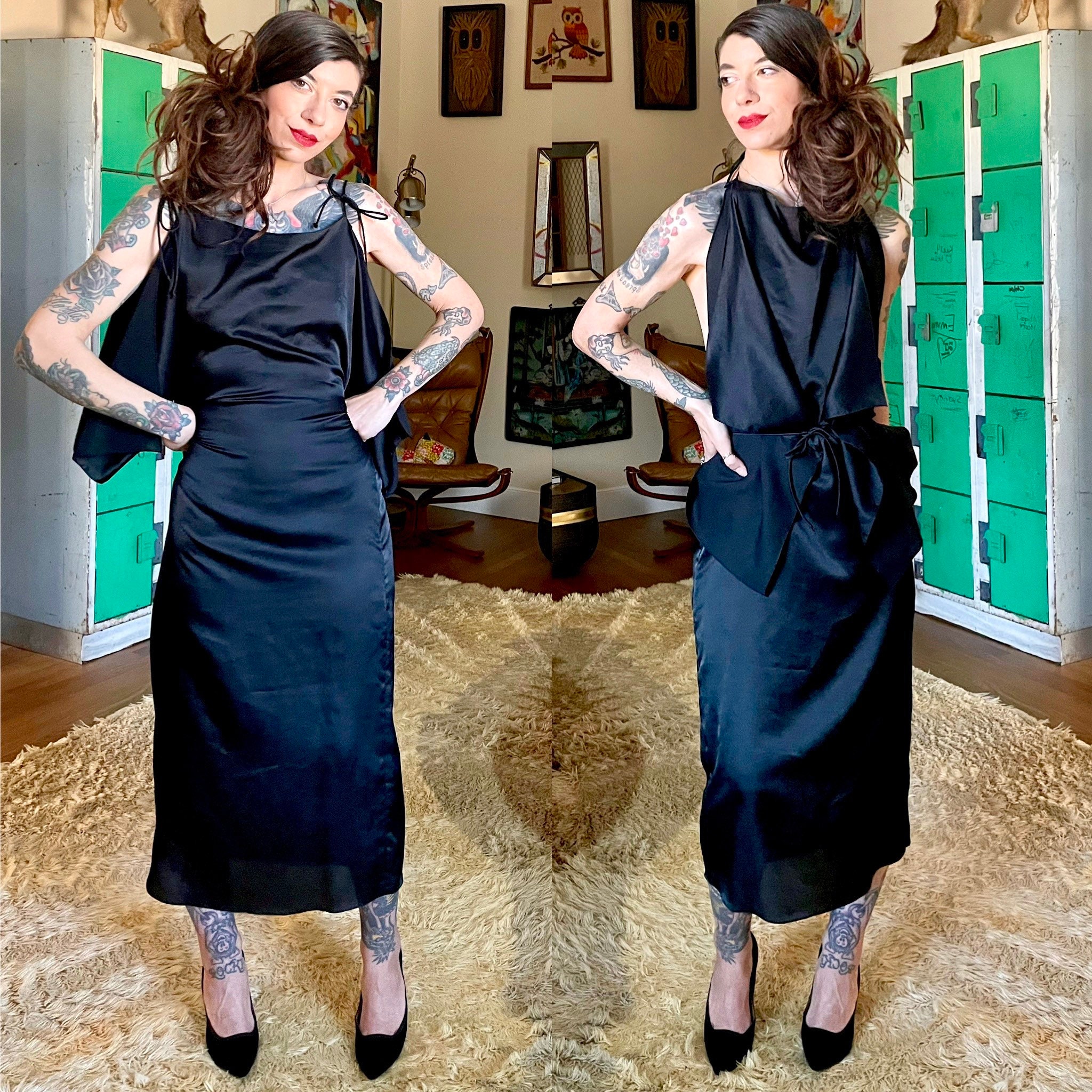 Vintage Rare Designer Avant Garde Silk Black Dress Versatile S M Albert  Capraro Italy - Etsy