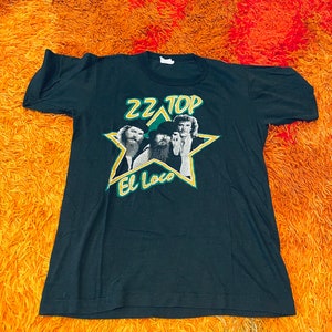 Vintage zeldzame 1981 80&#39;s ZZ TOP El Loco Black T Shirt maat M Texas Tops