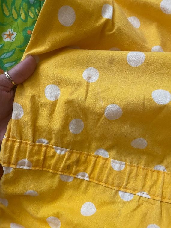 Vintage 1970’s Yellow Polka Dot Cotton Zip Front … - image 10