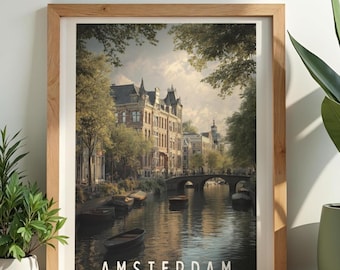 Amsterdam Travel Print, Netherlands Wall Art, Home & Wall Decor Poster, All Locations Available