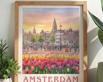 Amsterdam Travel Print, Netherlands Wall Art, Home & Wall Decor Poster, All Locations Available