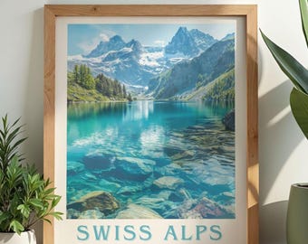 Switzerland Travel Print, Swiss Alps Wall Art, Home & Wall Decor Poster, All Locations Available