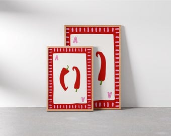 Ace of Hearts Print, Playing Card Poster, Trendy Retro Art, Bar Decor, Kitchen Print Gift, Kitchen Aesthetic Decor, Modern Home Gallery Wall