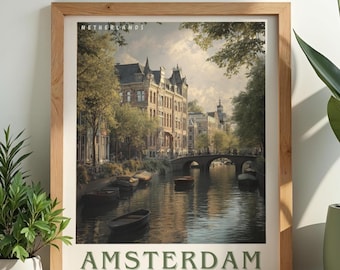 Amsterdam Travel Print, Netherlands Wall Art, Home & Wall Decor Poster, All Locations Available