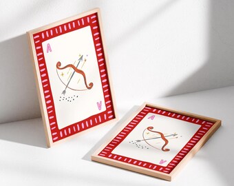 Sagittarius Art Print, Ace of Hearts Poster, Playing Card Wall Art, Zodiac Decor, Retro Vintage Poster, Astrology Gift, Sagittarius Gift