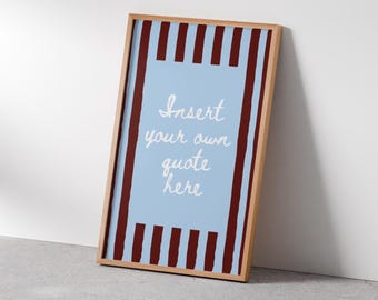 Custom Quote Print | Personalised Favourite Text Saying Phrase Song Lyrics Poster | Colourful Decor Gift | Retro Typography Art | Unframed