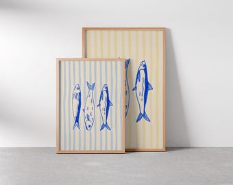 Fish Wall Art, Coastal Fish Print, Ocean Art Print, Beach House Decor, Kitchen Poster, Home Decor, Fish Gift