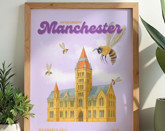 Manchester Travel Print, UK Wall Art, Home & Wall Decor Poster, All Locations Available