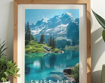 Switzerland Travel Print, Swiss Alps Wall Art, Home & Wall Decor Poster, All Locations Available