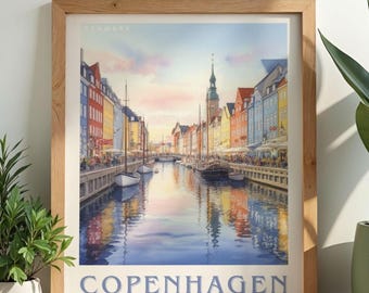 Copenhagen Travel Print, Denmark Wall Art, Home & Wall Decor Poster, All Locations Available