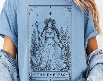 The Empress Tarot Card T-Shirt, Comfort Colors®  Vintage Arcana Celestial Shirt, Mystic Spiritual Lover Shirt Gift,